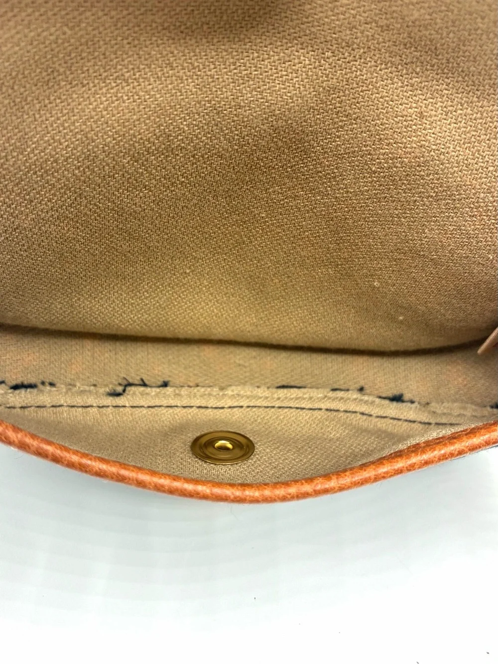Vintage Dooney & Bourke Navy Tan DB Monogram Wristlet Pouch Blue Duck USA